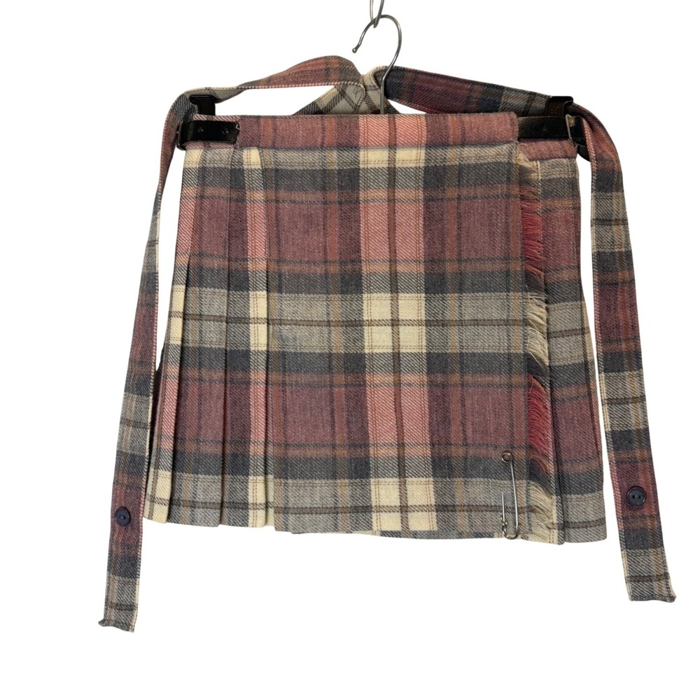 Vintage Made in Scotland Pure New Wool Childs Tartan Kilt Age 4 Pink Grey